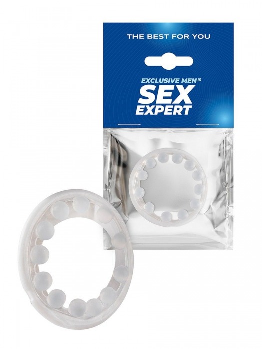 Эрекционное кольцо со стимулирующими шариками на поверхности - Sex Expert - в Обнинске купить с доставкой