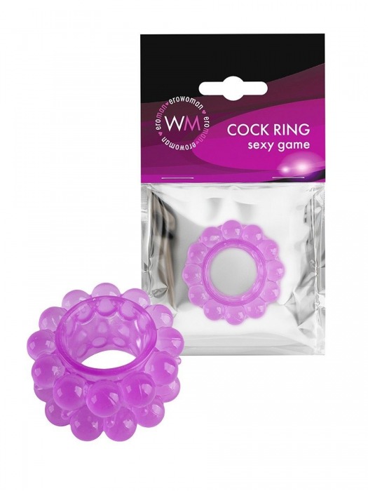 Лиловое эрекционное кольцо с 2 рядами стимулирующих шариков - Erowoman-Eroman - в Обнинске купить с доставкой