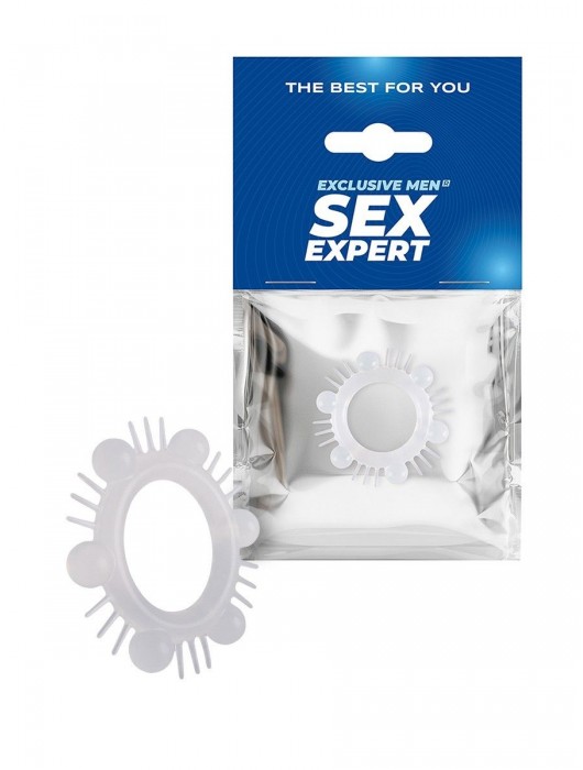Эластичное эрекционное кольцо с шипиками и шариками - Sex Expert - в Обнинске купить с доставкой