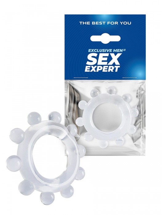 Прозрачное эрекционное кольцо со стимулирующими шариками - Sex Expert - в Обнинске купить с доставкой