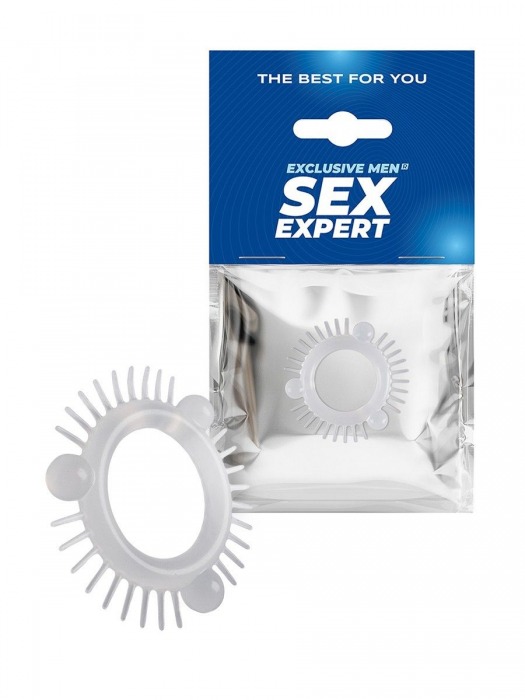 Эластичное эрекционное кольцо с 3 шариками и шипами - Sex Expert - в Обнинске купить с доставкой