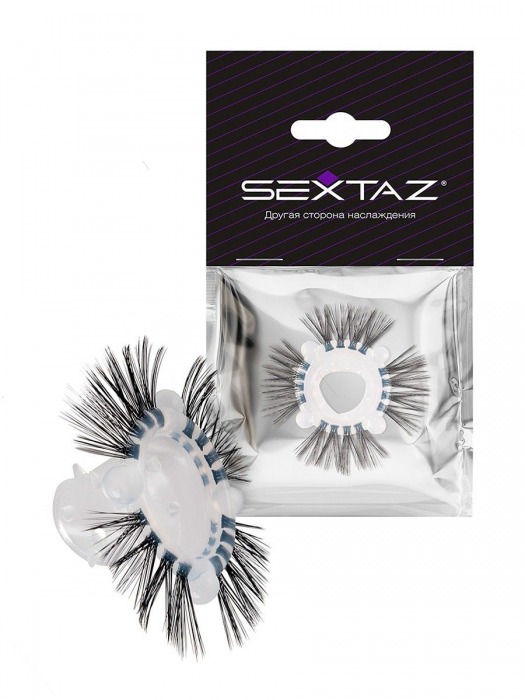 Эластичное эрекционное кольцо с черными «ресничками» - Sextaz - в Обнинске купить с доставкой