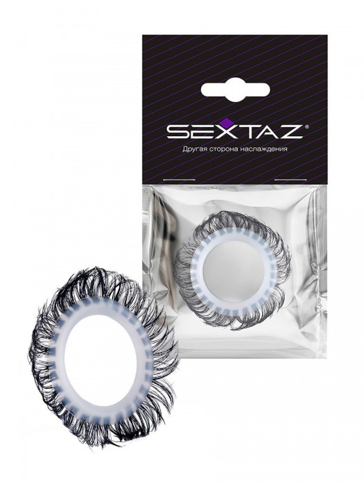 Эластичное эрекционное колечко с черными «ресничками» - Sextaz - в Обнинске купить с доставкой