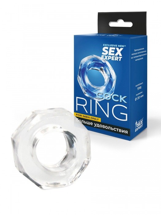 Прозрачное эрекционное кольцо в форме гайки - Sex Expert - в Обнинске купить с доставкой