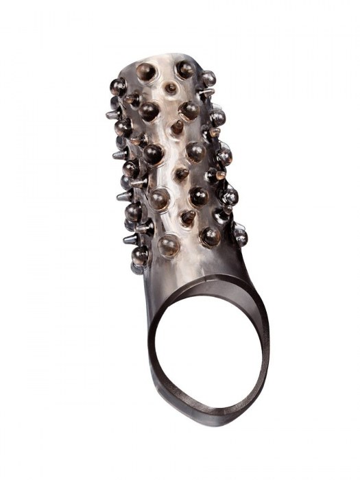 Дымчатая насадка на пенис с шипами и выпуклостями - 12,5 см. - Sex Expert - в Обнинске купить с доставкой