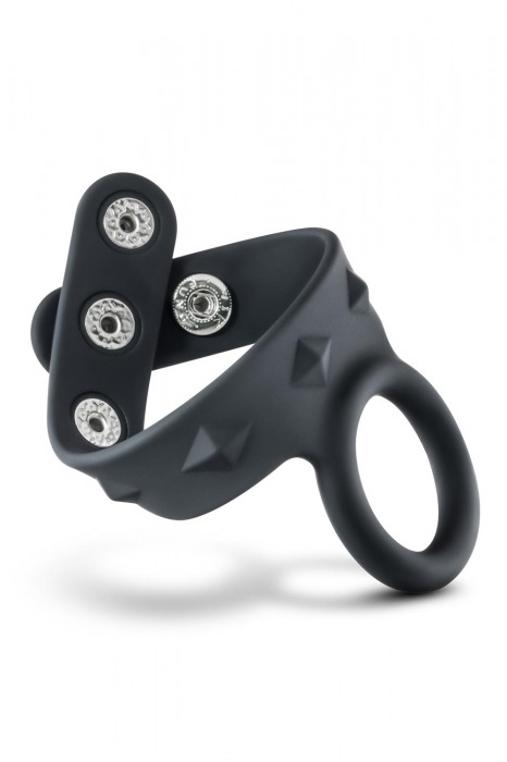 Черное эрекционное кольцо с подхватом мошонки на кнопках VS6 - Blush Novelties - в Обнинске купить с доставкой