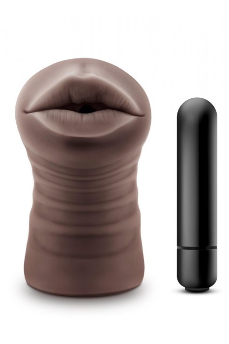 Коричневый мастурбатор-ротик Krystal Vibrating Masturbator - Blush Novelties - в Обнинске купить с доставкой