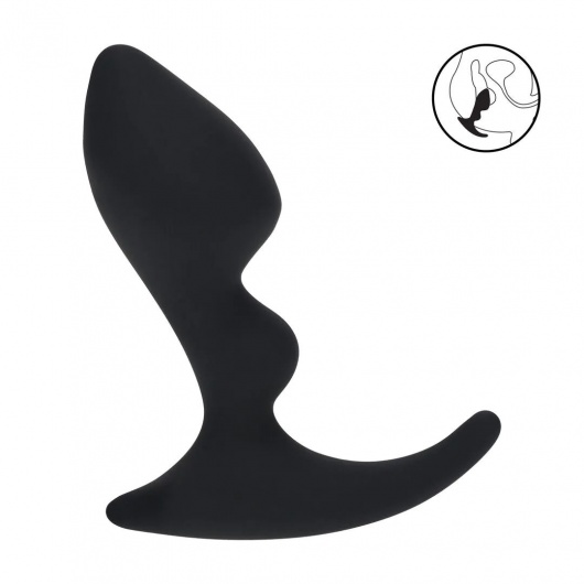 Черная анальная пробка для массажа простаты Double Ripple Silicone Prostate Massager - Shots Media BV - в Обнинске купить с доставкой