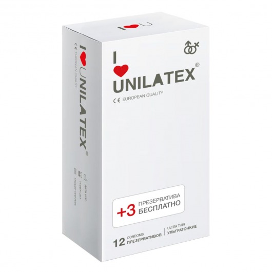 Ультратонкие презервативы Unilatex Ultra Thin - 12 шт. + 3 шт. в подарок - Unilatex - купить с доставкой в Обнинске