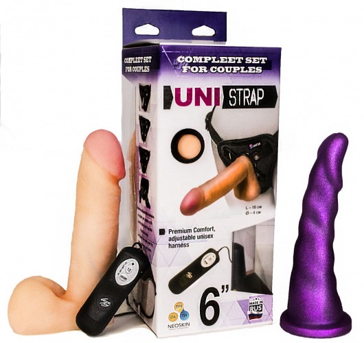 Вибрострапон с двумя насадками UniStrap - 18 и 18 см. - LOVETOY (А-Полимер) - купить с доставкой в Обнинске