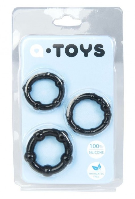 Набор из 3 чёрных эрекционных колец A-toys - A-toys - в Обнинске купить с доставкой
