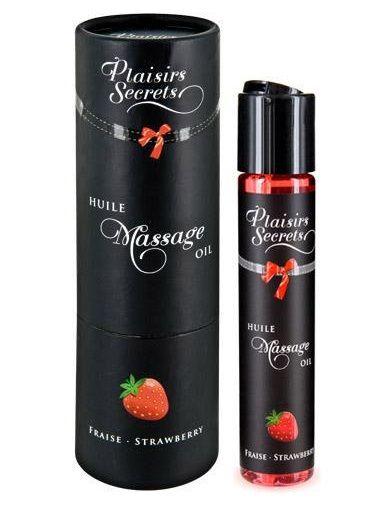 Массажное масло с ароматом клубники Huile de Massage Gourmande Fraise des Bois - 59 мл. - Plaisir Secret - купить с доставкой в Обнинске