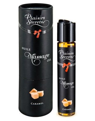 Массажное масло с ароматом карамели Huile de Massage Gourmande Caramel - 59 мл. - Plaisir Secret - купить с доставкой в Обнинске