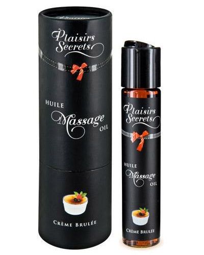 Массажное масло с ароматом крем брюле Huile de Massage Gourmande Creme Brulée - 59 мл. - Plaisir Secret - купить с доставкой в Обнинске