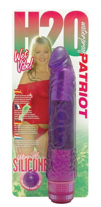 Водонепроницаемый фиолетовый вибромассажер H2O PATRIOT WATERPROOF VIBRATOR - 19 см. - Seven Creations