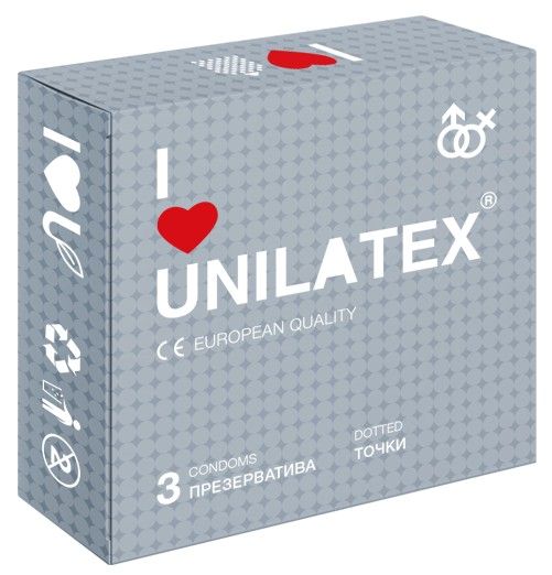 Презервативы с точками Unilatex Dotted - 3 шт. - Unilatex - купить с доставкой в Обнинске