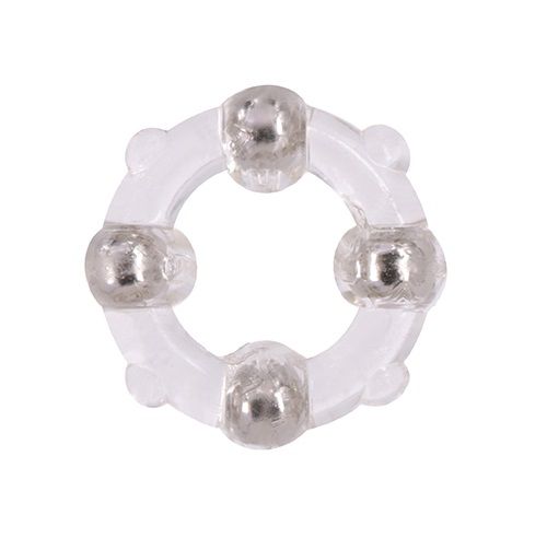 Эрекционное кольцо с 4 бусинами MENZSTUFF STUD RING CLEAR - Dream Toys - в Обнинске купить с доставкой