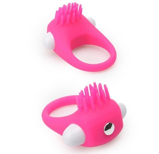 Розовое эрекционное кольцо с щеточкой LIT-UP SILICONE STIMU RING 5 - Dream Toys - в Обнинске купить с доставкой