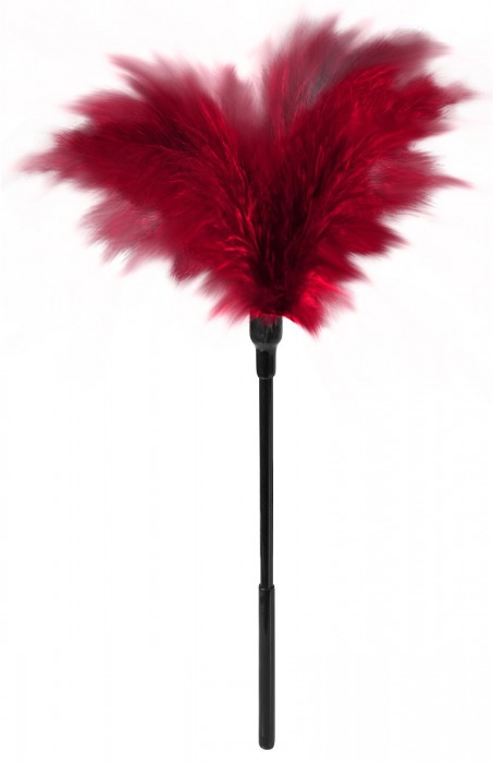 Пластиковая метелочка с красными пёрышками Small Feather Tickler - 32 см. - Blush Novelties - купить с доставкой в Обнинске
