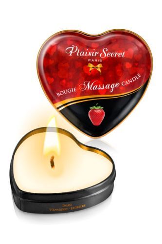 Массажная свеча с ароматом клубники Bougie Massage Candle - 35 мл. - Plaisir Secret - купить с доставкой в Обнинске