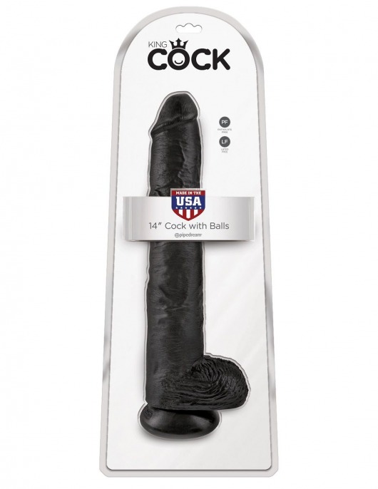 Чёрный фаллоимитатор-гигант 14  Cock with Balls - 37,5 см. - Pipedream