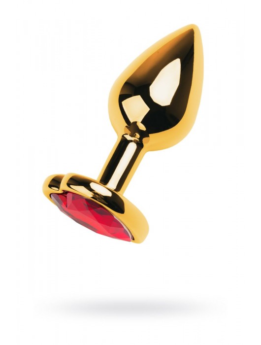 Золотистая анальная пробка с кристаллом-сердцем - 7,5 см. - ToyFa - купить с доставкой в Обнинске