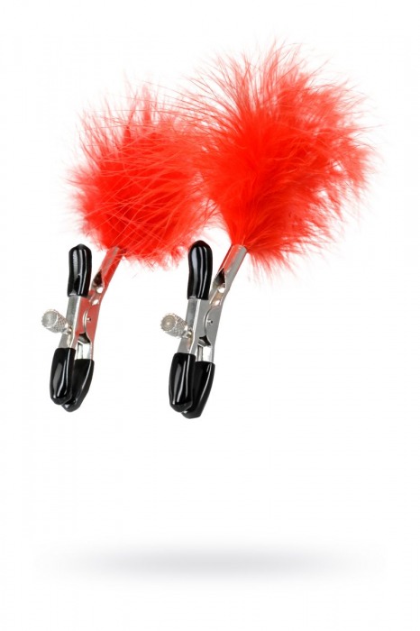 Зажимы для сосков с красным пухом Theatre - ToyFa - купить с доставкой в Обнинске