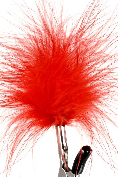 Зажимы для сосков с красным пухом Theatre - ToyFa - купить с доставкой в Обнинске