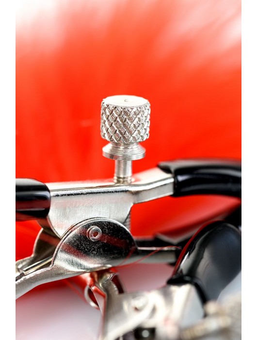 Зажимы для сосков с красным пухом Theatre - ToyFa - купить с доставкой в Обнинске