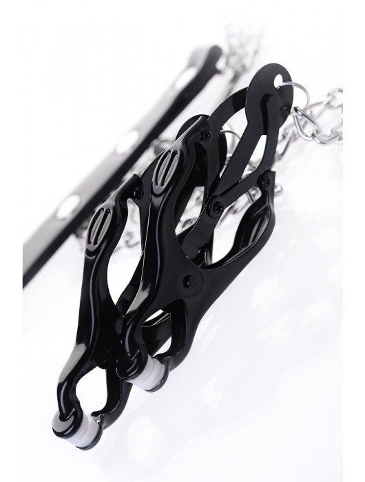 Черно-серебристые зажимы для сосков с кольцом для пениса TOYFA Metal - ToyFa - купить с доставкой в Обнинске