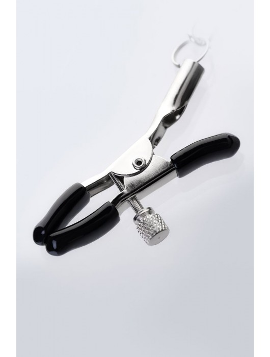 Серебристо-чёрные зажимы для сосков с кольцом для пениса TOYFA Metal - ToyFa - купить с доставкой в Обнинске